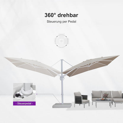 Großer Sonnenschirm 360x270cm Beige Twist Ampelschirm Kurbel Alu