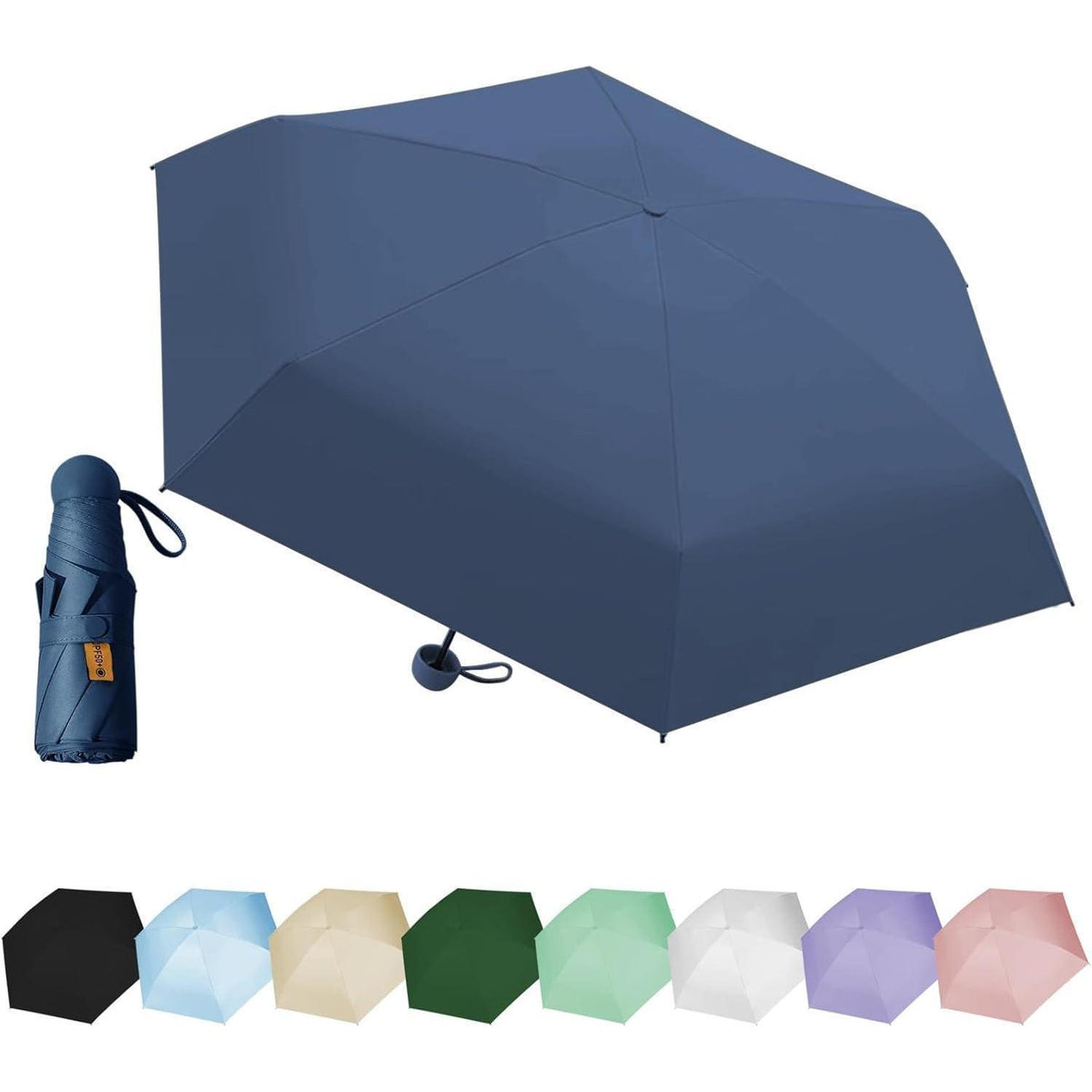 Kompakter Regenschirm mit UV-Schutz, königsblau