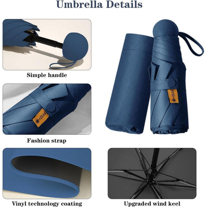 Kompakter Regenschirm mit UV-Schutz, königsblau