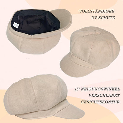 Vintage Damen Baskenmütze Wintermütze Beige
