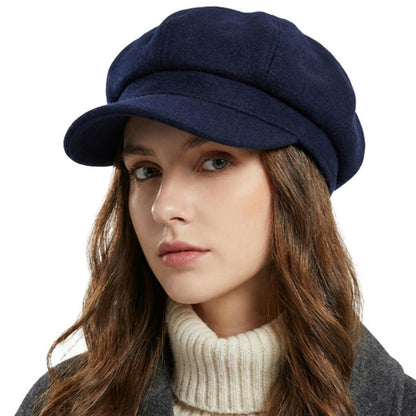 Vintage Damen Baskenmütze Wintermütze Marineblau