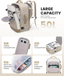 Reiserucksack Damen Handgepäck 40L Laptop Travel Backpack 18 Zoll