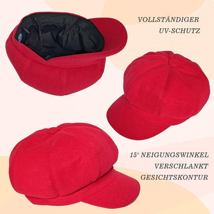 Vintage Damen Baskenmütze Wintermütze Weinrot