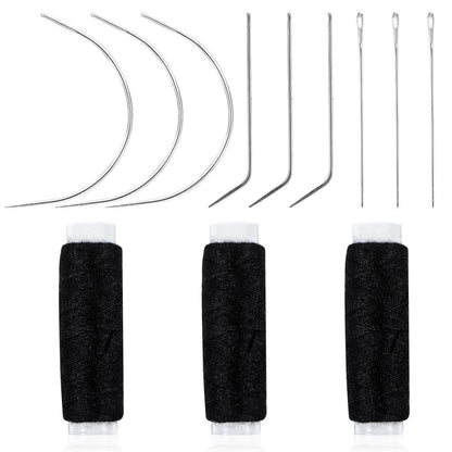 12er Set Haarwebnadel & Faden für Perücken & Haarverlängerung