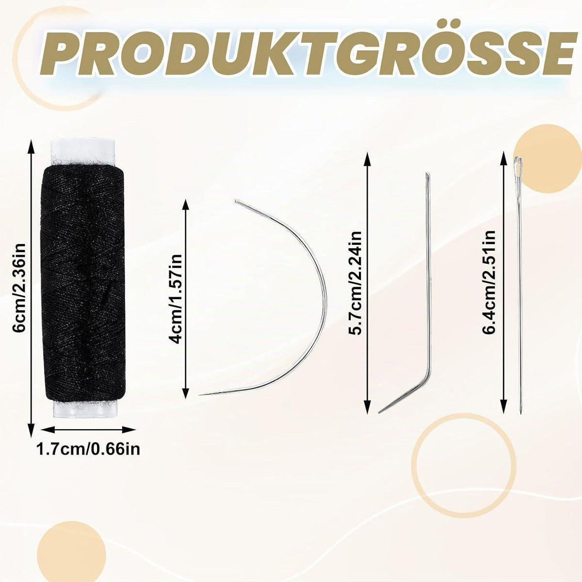 12er Set Haarwebnadel & Faden für Perücken & Haarverlängerung