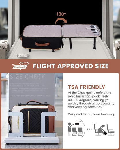 Handgepäck Rucksack Damen 40L Laptop Reisetasche Wasserdicht