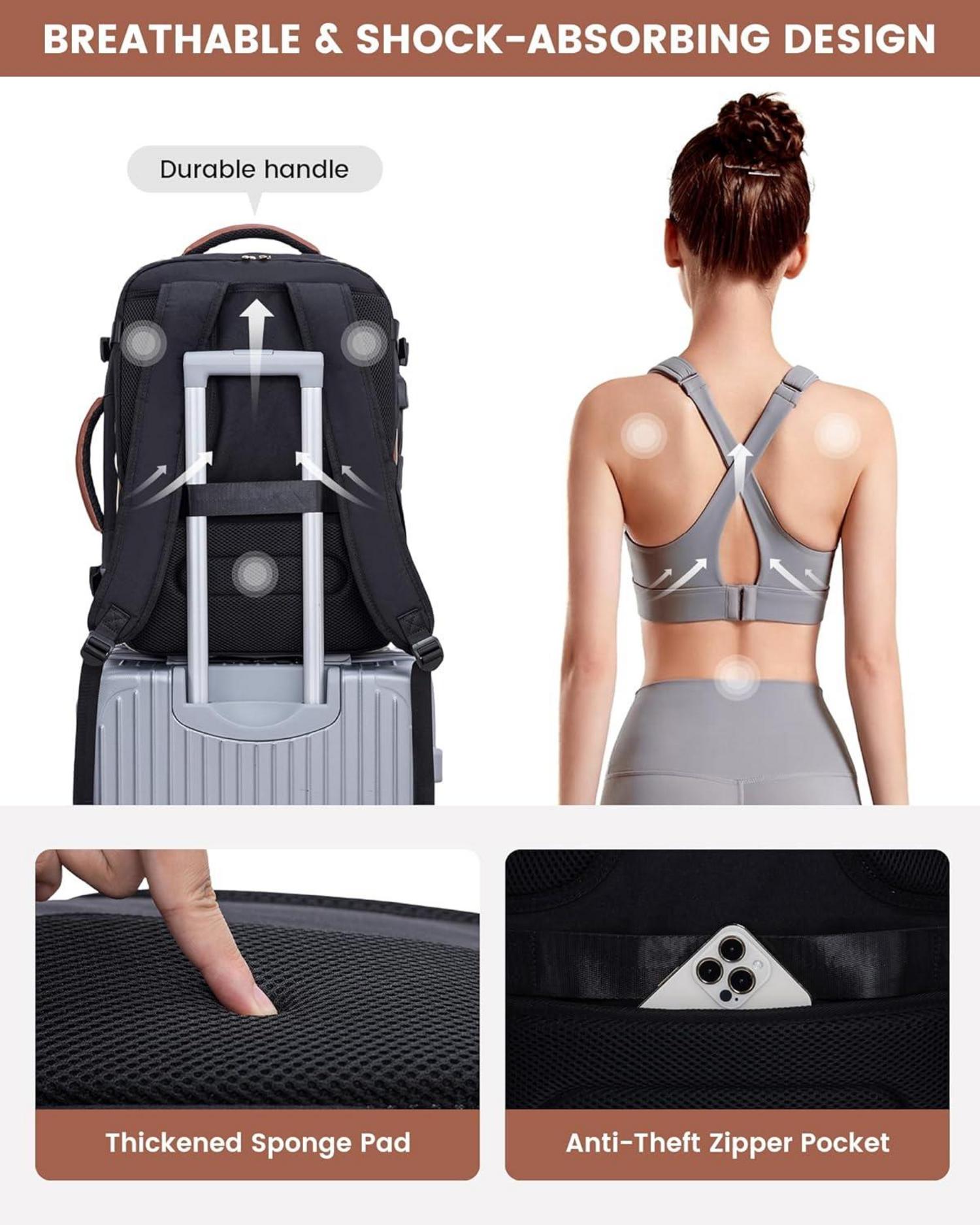 Handgepäck Rucksack 40L Damen Laptop Reisetasche Wasserdicht