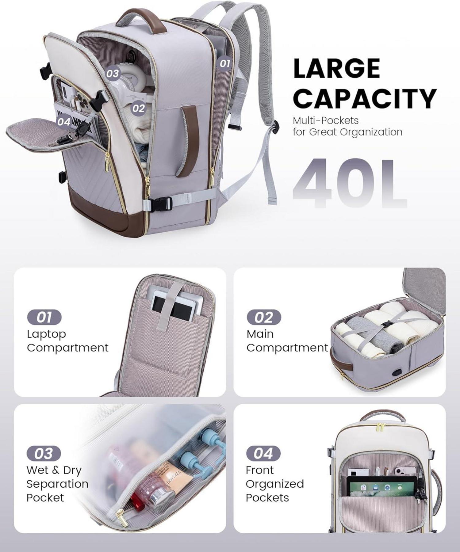 Großer Reiserucksack Handgepäck Flugzeug Laptop Damen Wasserdicht