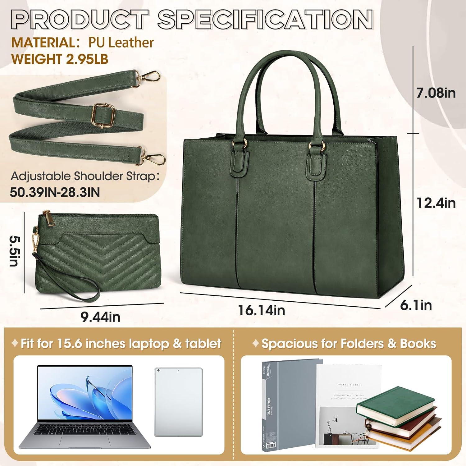 Handtasche Damen 15,6 Zoll Groß Arbeitstasche Tote Clutch Laptoptasche