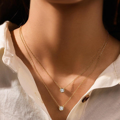 Layering Halskette Damen 14K Vergoldet Silber 925 Anhänger