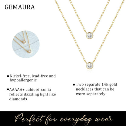 Layering Halskette Damen 14K Vergoldet Silberkette mit Anhänger Schmuck