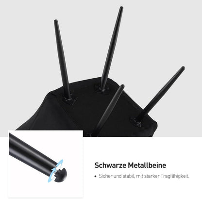 Set Esszimmerstühle 6er Leinen Schwarz Armlehne Metallbeine Polsterstuhl