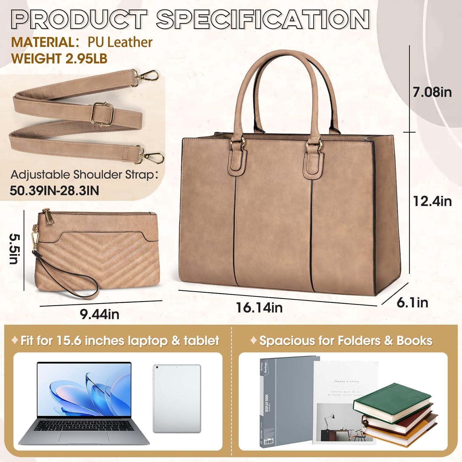 Damen Handtasche 15,6 Zoll Shopper Groß PU Leder Business