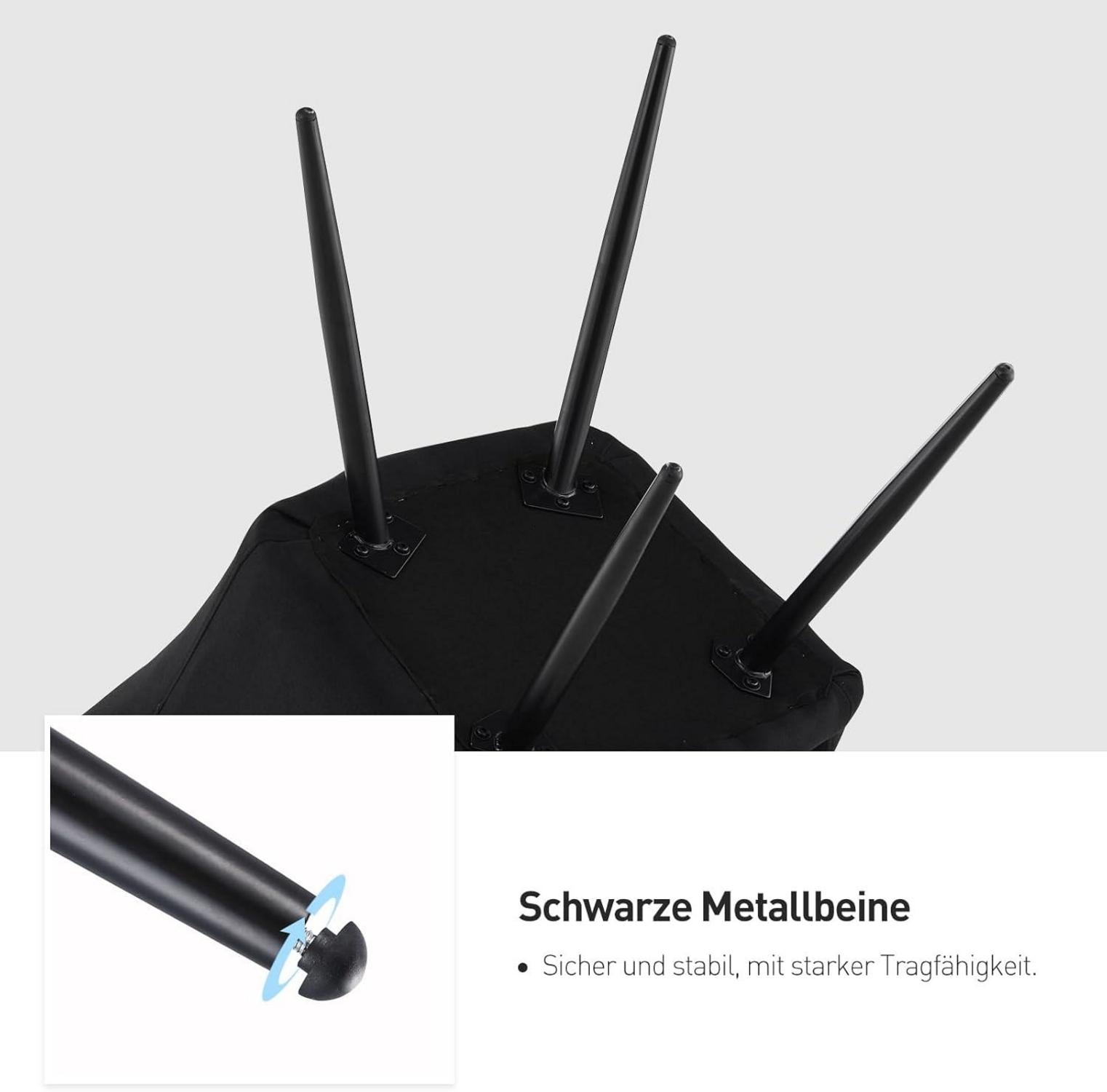 Set 2 Esszimmerstühle Leinen Bezug Armlehne Metallbeine - Schwarz