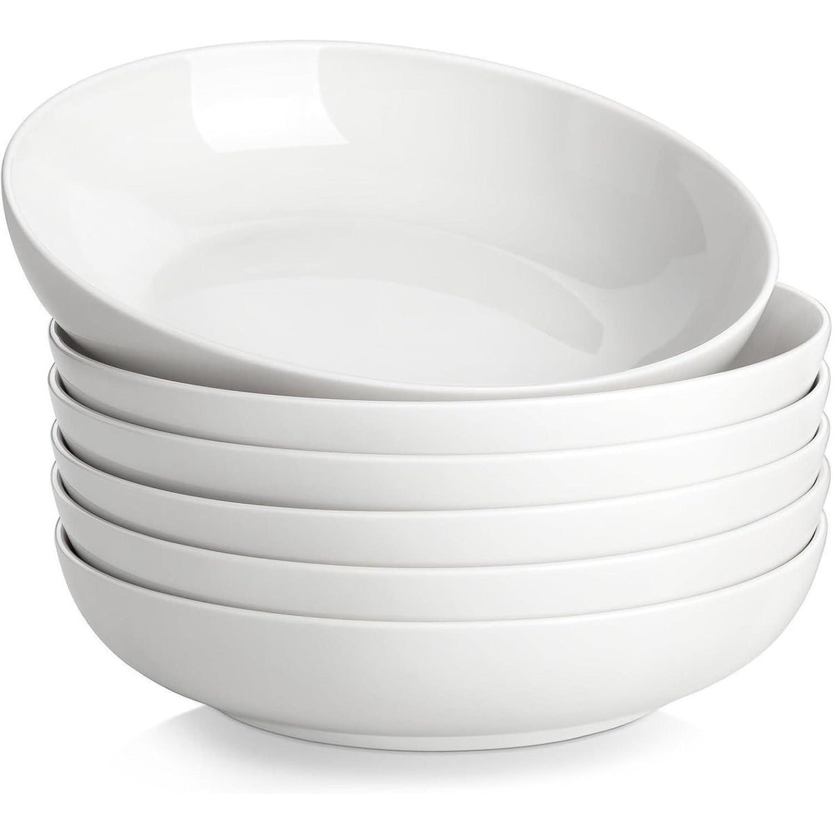 6er Set Tiefe Teller 1250ml Cremeweiß Porzellan für Pasta & Suppe