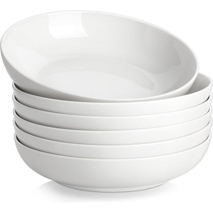 6er Set Tiefe Teller 1250ml Cremeweiß Porzellan für Pasta & Suppe