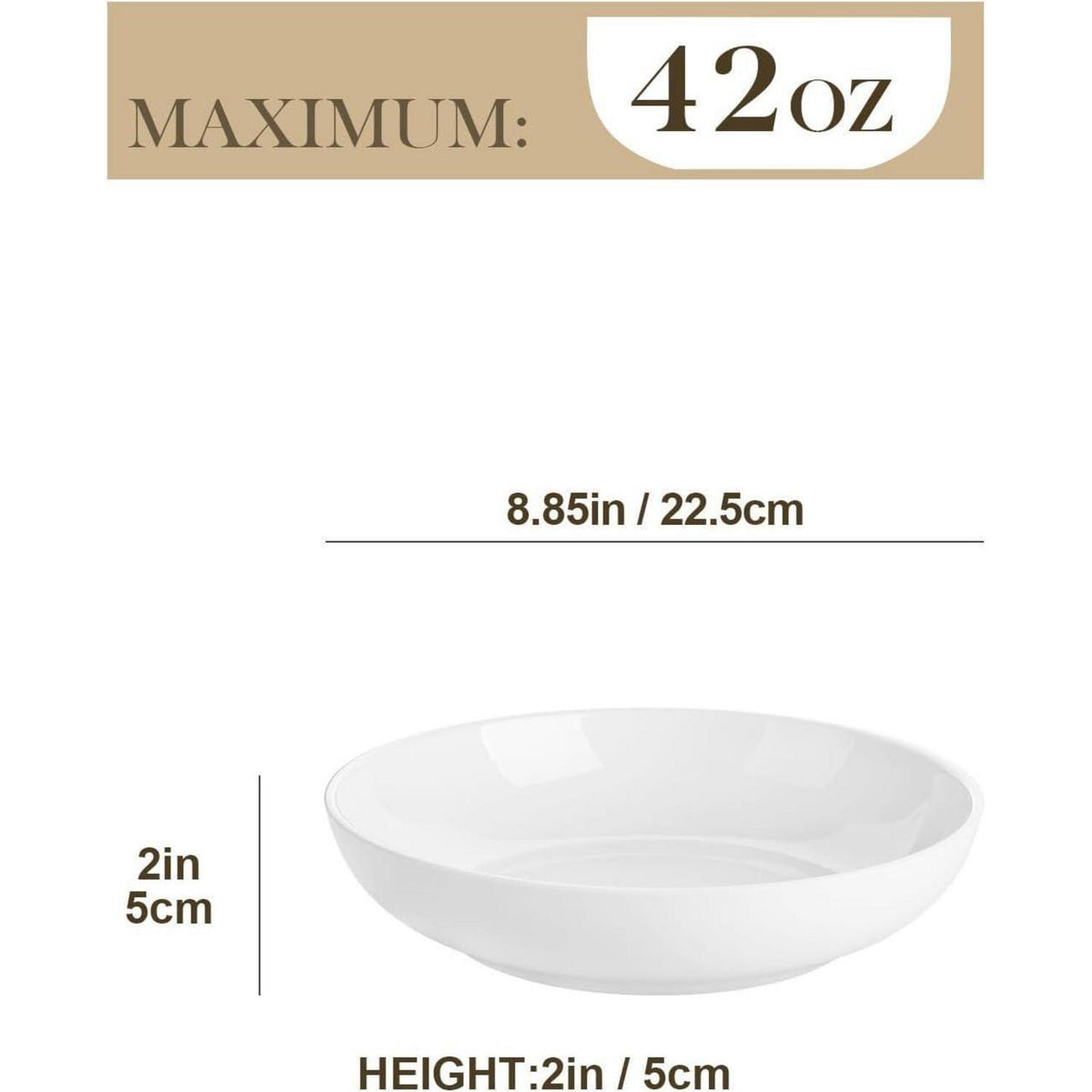 6er Set Tiefe Teller 1250ml Cremeweiß Porzellan für Pasta & Suppe