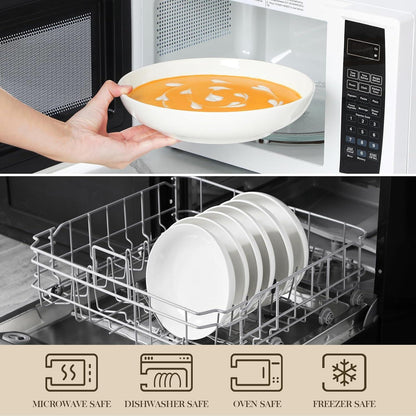 6er Set Tiefe Teller 1250ml Cremeweiß Porzellan für Pasta & Suppe