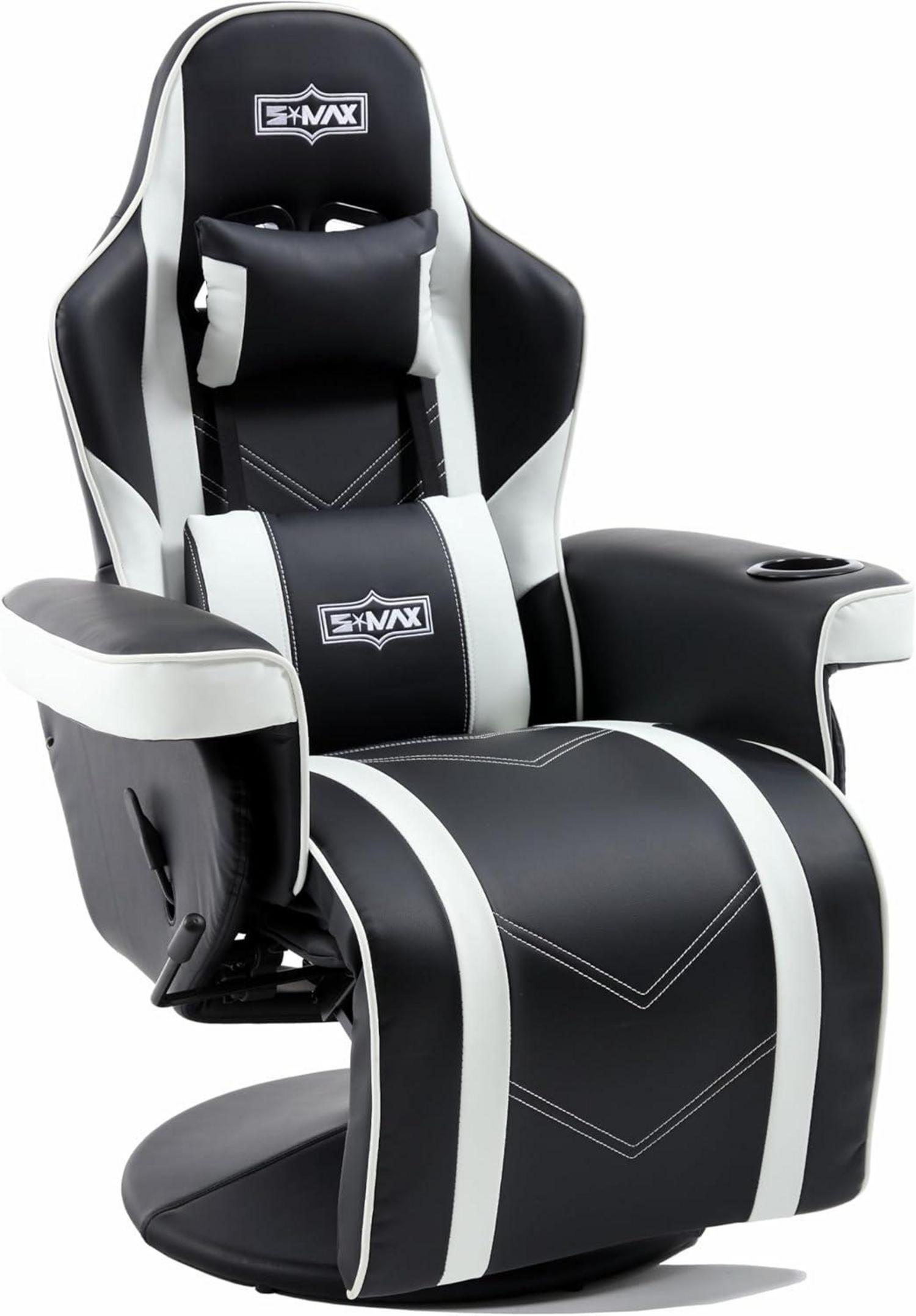 Gaming Stuhl Sessel mit Fußstütze Becherhalter Schwarz