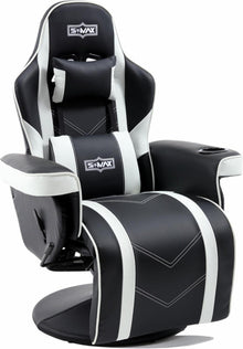 Gaming Stuhl Sessel mit Fußstütze Becherhalter Schwarz