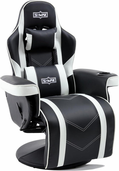 Gaming Stuhl Sessel mit Fußstütze Becherhalter Schwarz