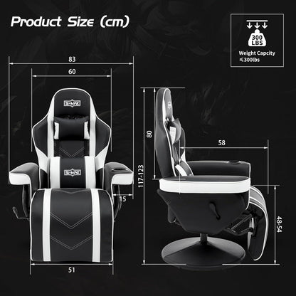 Gaming Stuhl Sessel mit Fußstütze Becherhalter Schwarz