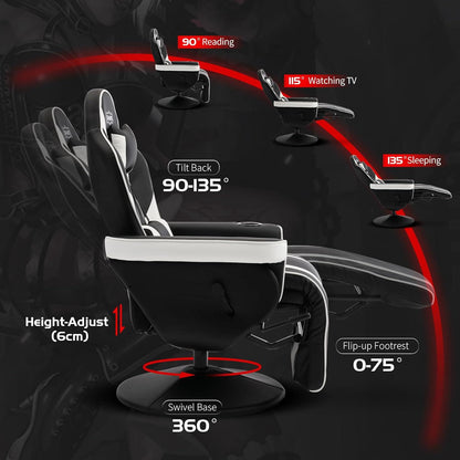 S*MAX Gaming Stuhl mit Fußstütze Schwarz Weiß X Large