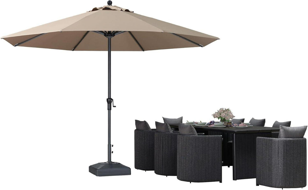350 cm Sonnenschirm Aluminium Runder Balkon Gartenschirm Taupe