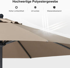 350 cm Sonnenschirm Aluminium Runder Balkon Gartenschirm Taupe
