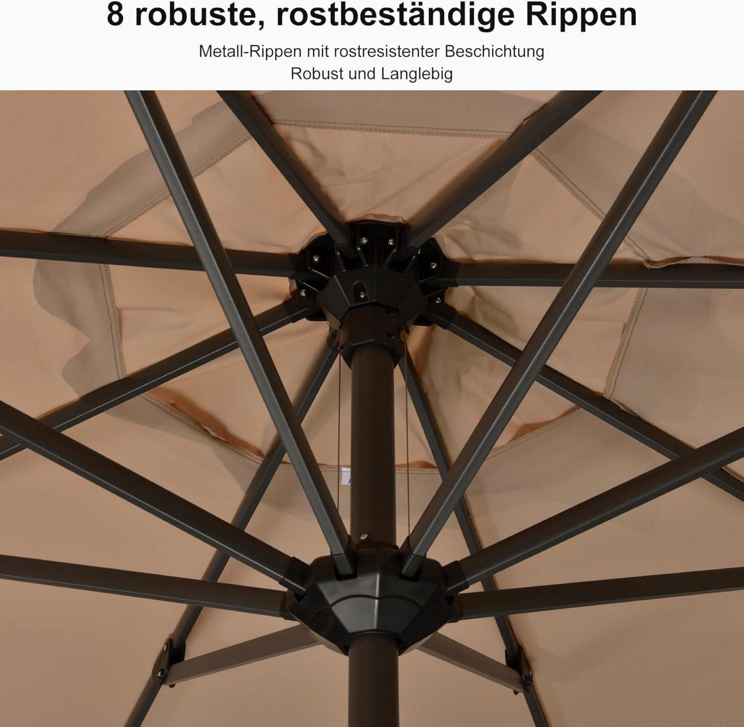 Aluminium Sonnenschirm 300x300cm mit Kurbel für Garten Terrasse
