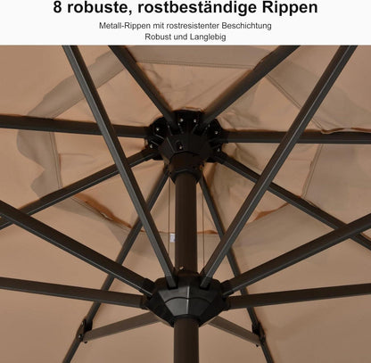 Aluminium Sonnenschirm 300x300cm mit Kurbel für Garten Terrasse