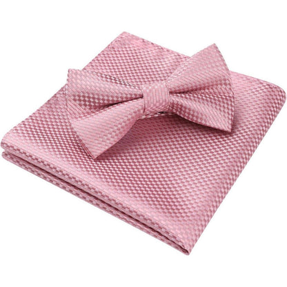 Herren Fliege mit Einstecktuch Set Rosa | Vorgebunden & Verstellbar