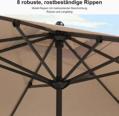 Sonnenschirm Aluminium Rechteckig mit Kurbel 270x350 cm