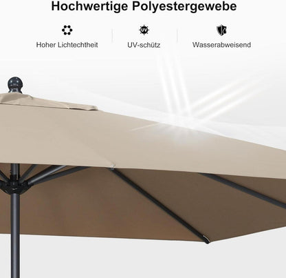 PURPLE LEAF Sonnenschirm 270x350 cm Aluminium Rechteckig UV-beständig Taupe