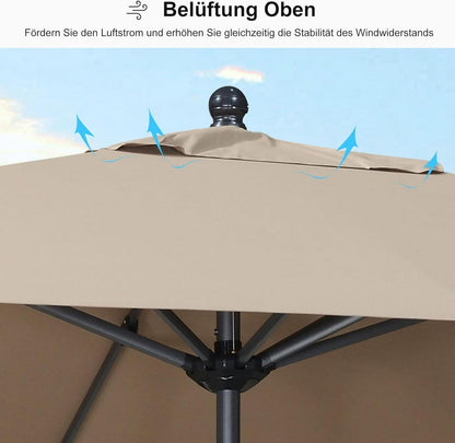 Rechteckiger Sonnenschirm 270x350 cm Aluminium Taupe Kurbel UV-beständig