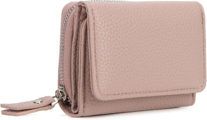 Kleines Trifold Damen Portemonnaie mit Kartenfächern, Münzfach - Rosa