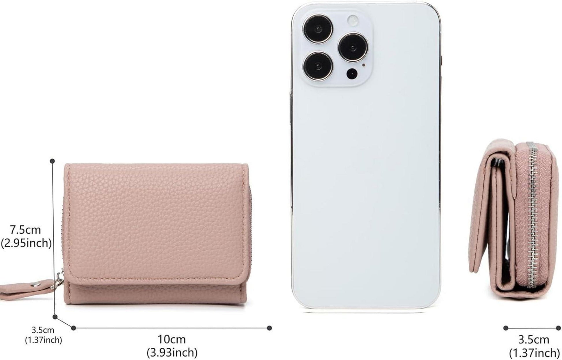 Kleines Trifold Damen Portemonnaie mit Kartenfächern, Münzfach - Rosa
