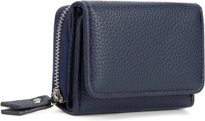 Kleine Damen Geldbörse Trifold Marine Blau mit Kartenfächern