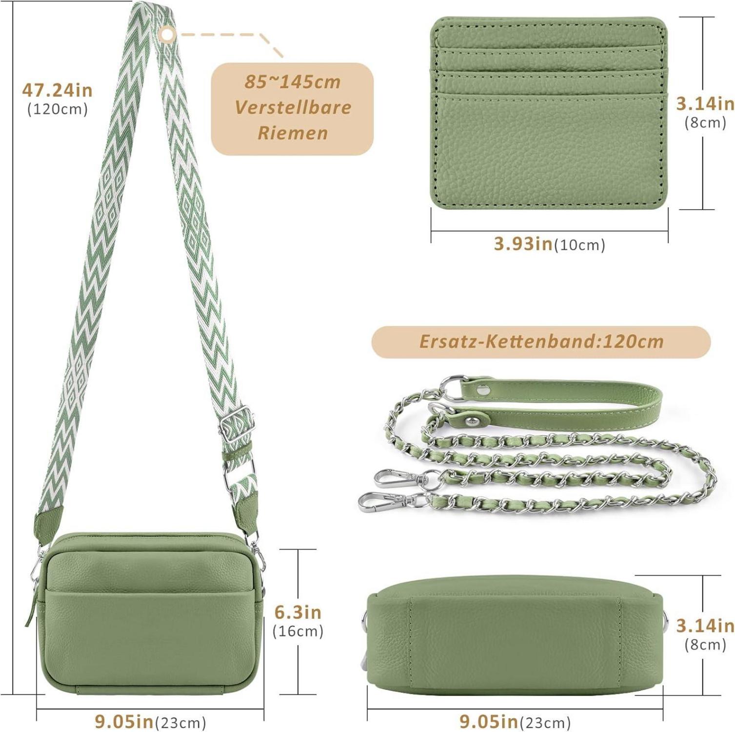 Handy Umhängetasche Echtes Leder Crossbody Bag mit breitem