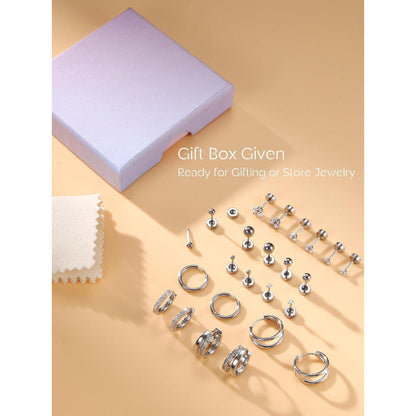 12 Paar Ohrringe Set Gold Silber | Edelstahl Piercing für Damen & Herren