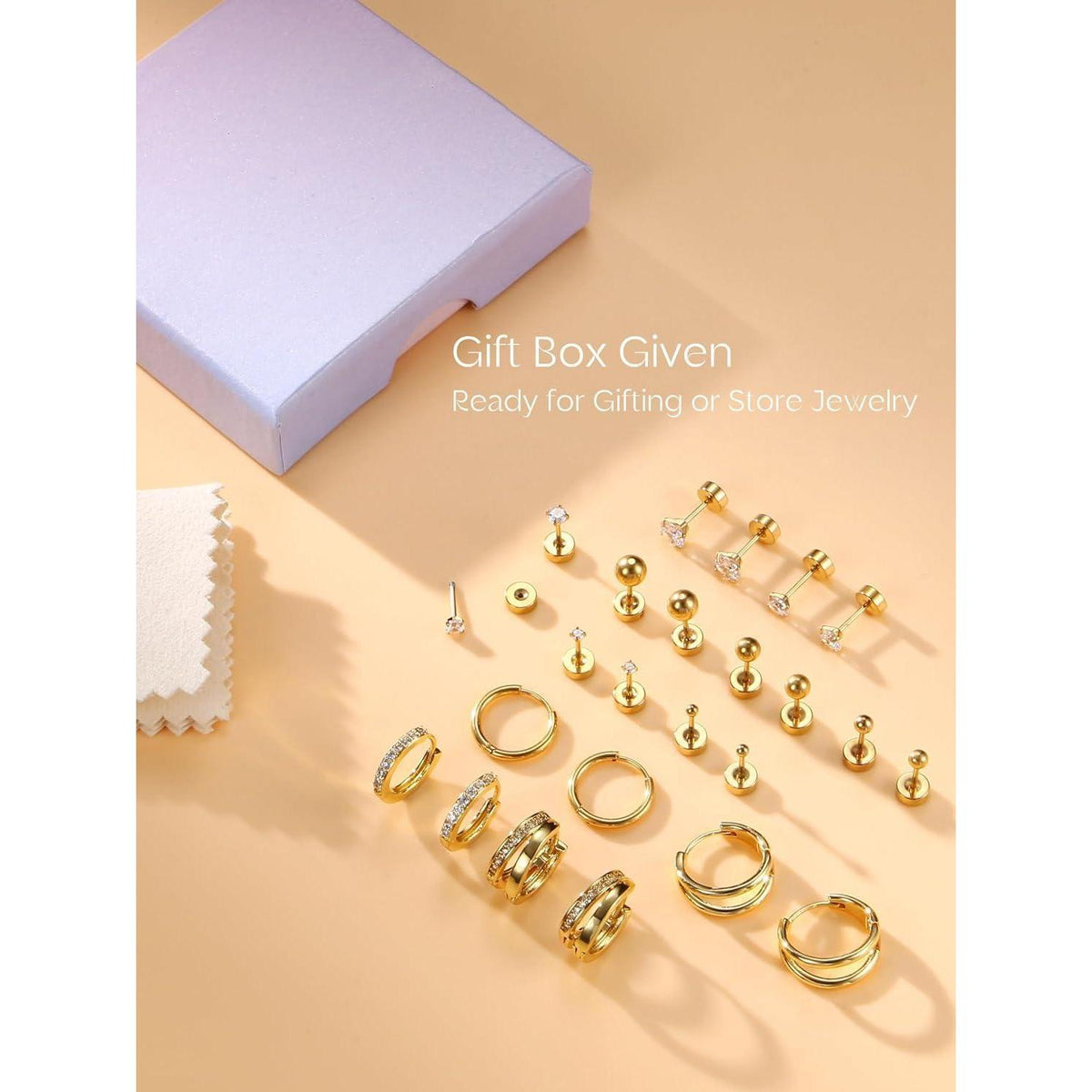 12 Paar Ohrringe Set Gold Silber | Edelstahl Piercing für Damen Herren