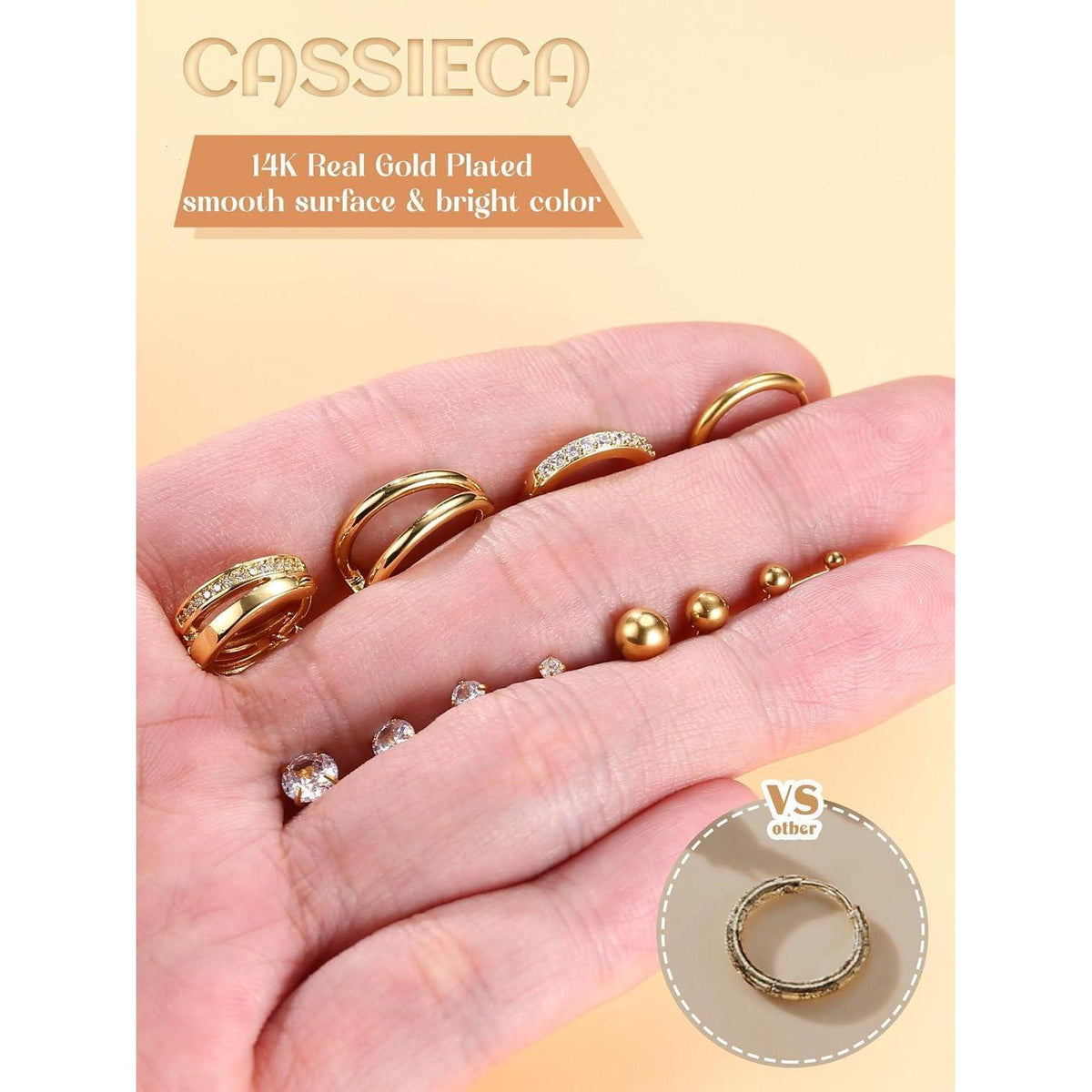 12 Paar Ohrringe Set Gold Silber | Edelstahl Piercing für Damen Herren