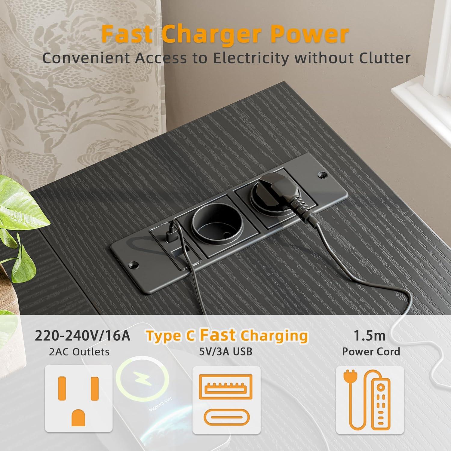 Gaming Schreibtisch L-Form 140x70cm USB C Steckdosen Halterung