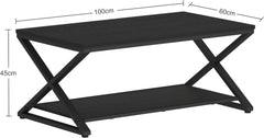 Kleiner Couchtisch Schwarz mit Stauraum Holz Metall 100x60cm