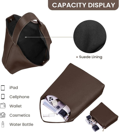 Wildleder Tote Bag Damen Schultertasche Handtasche Groß Braun Magnetisch