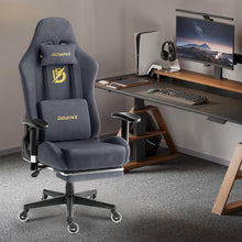 Gaming Stuhl mit Massagefunktion und luxuriösem Stoff, Grau