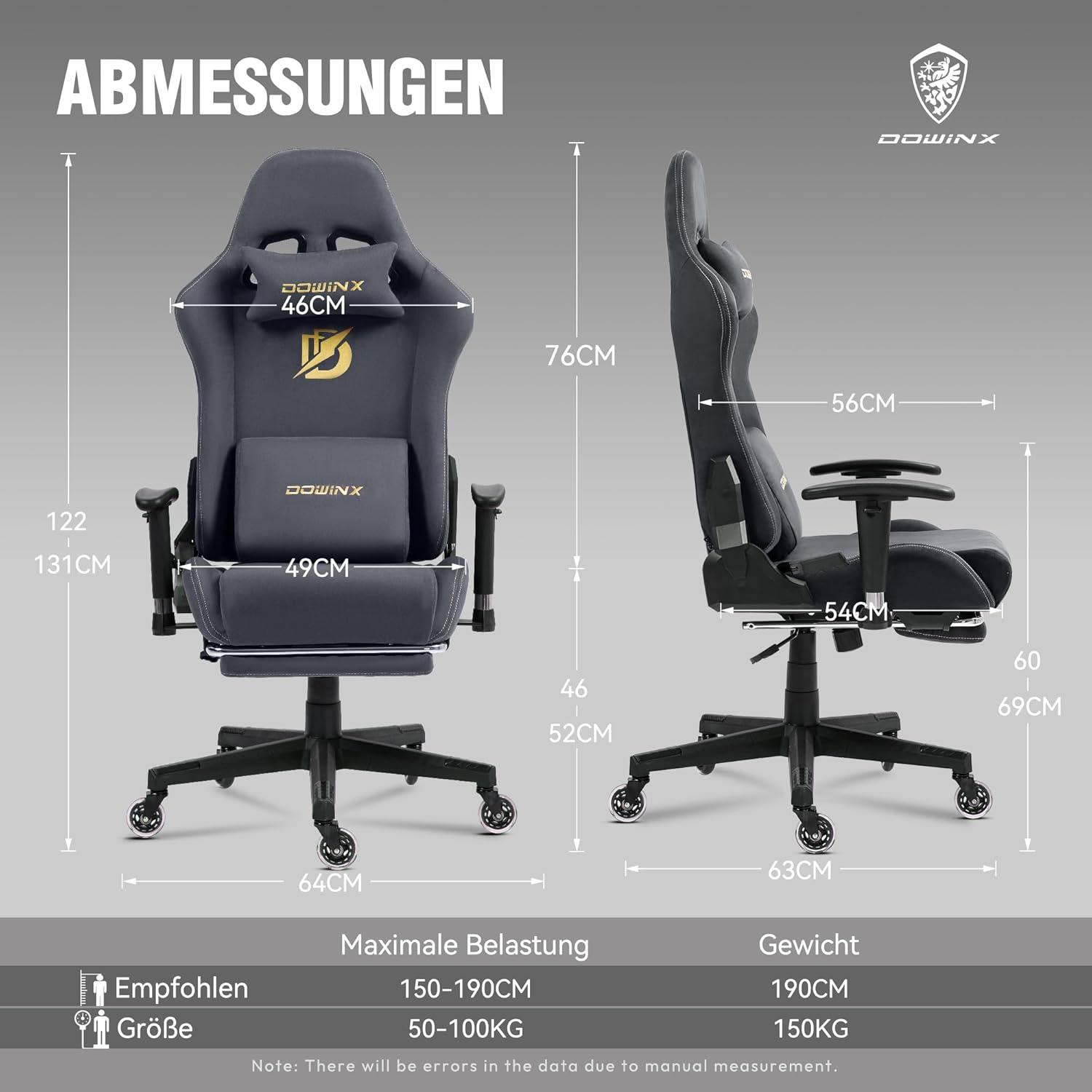Ergonomischer Gaming Stuhl mit Massagefunktion und Premium-Stoff in