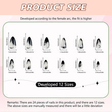 24 Schwarze Mond-Design Press-On Almond Fake Nails
