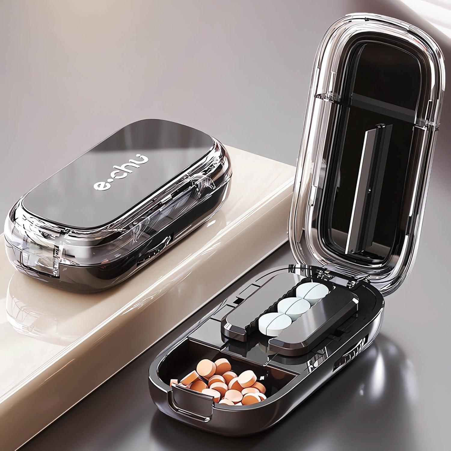 Tablettenteiler für Mehrfachpillen Schwarz mit Pinsel Pillenschneider