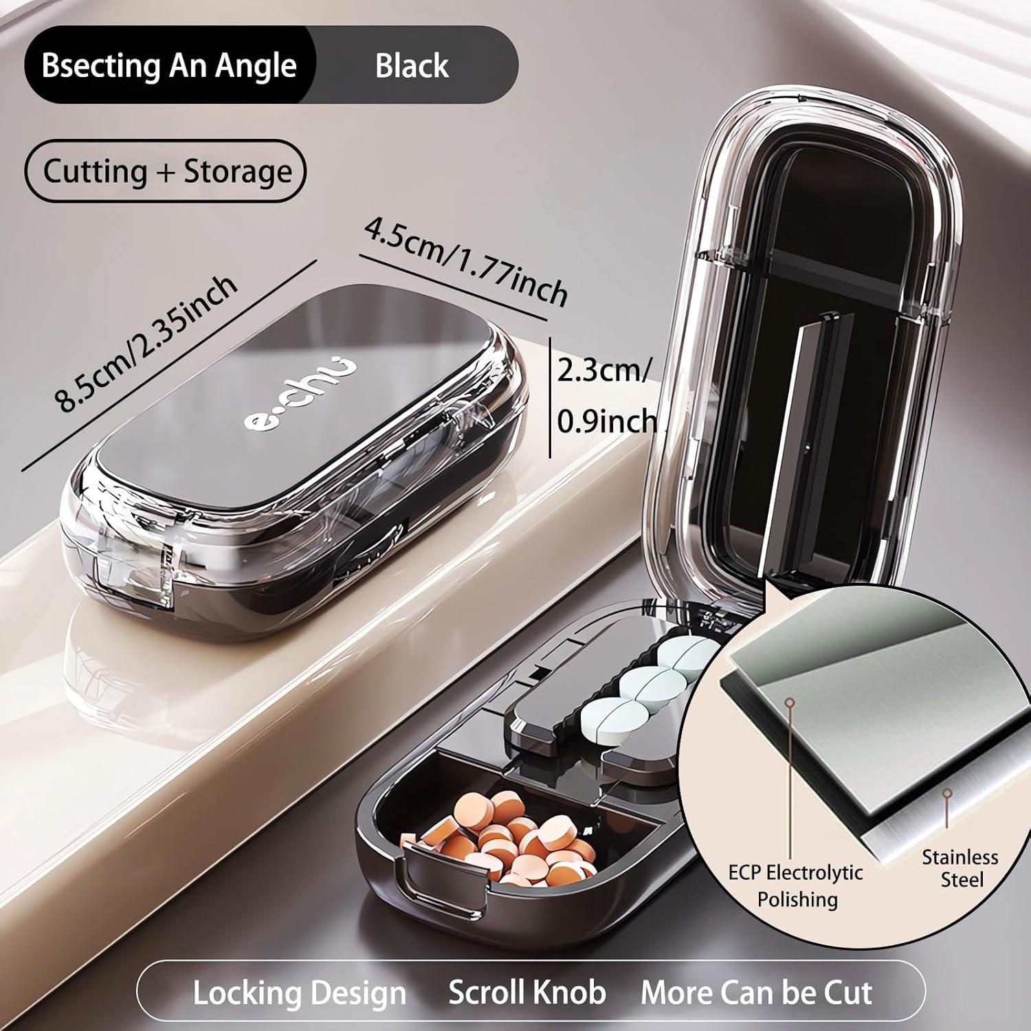 Tablettenteiler für Mehrfachpillen Schwarz mit Pinsel Pillenschneider